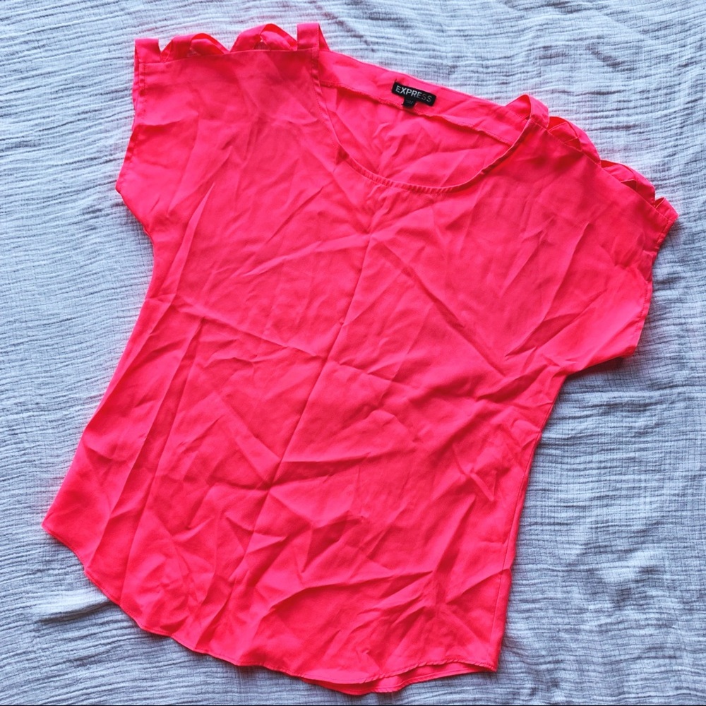Express pink lattice sleeve top SZ xs